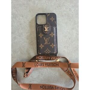 Louis Vuitton Leather Phone Cardholder Crossbody Case Holder IPhone Pro Max